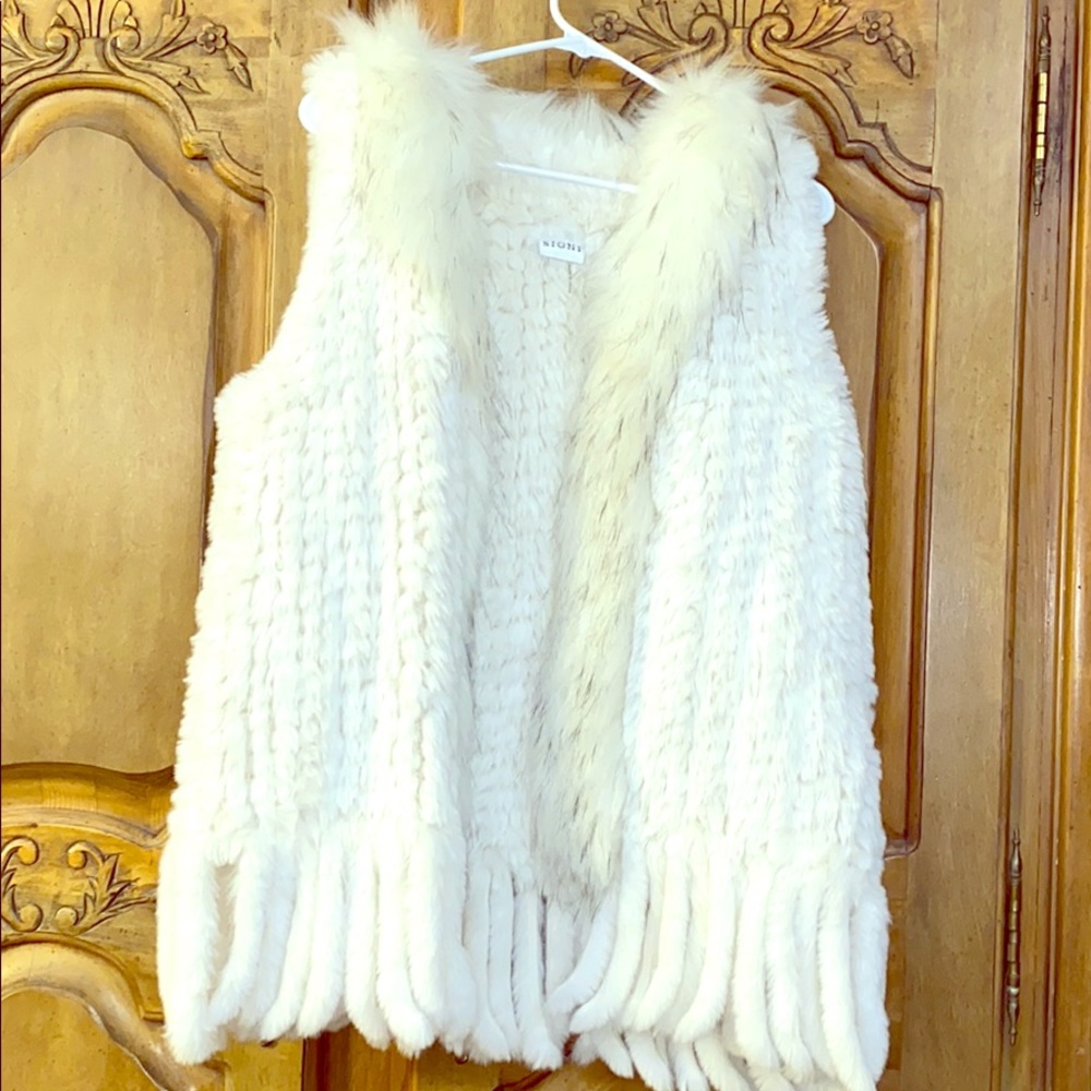 Off-white faux fur vest